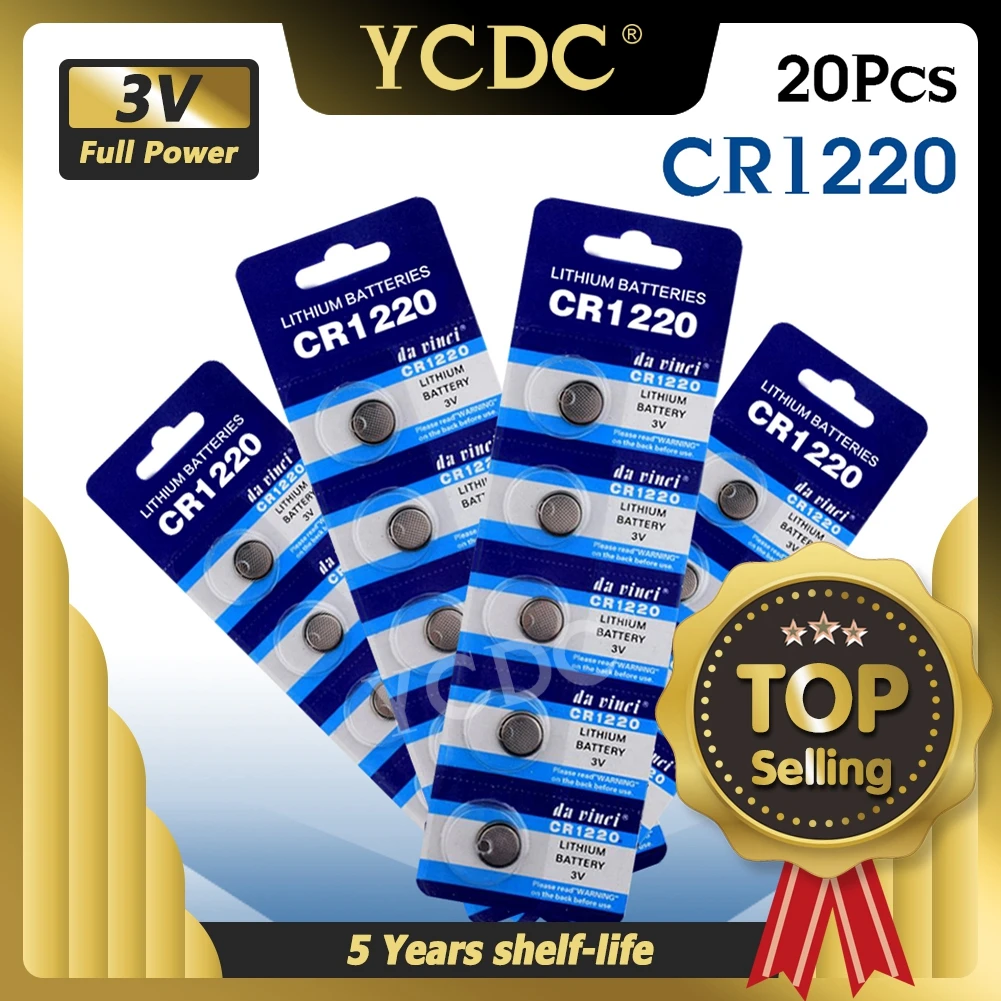 

20x 3V Lithium Button/Coin Cell Battery CR1220 BR1220 DL1220 ECR1220 LM1220 3V Button Coin Cell Bulk 20Pcs Lot