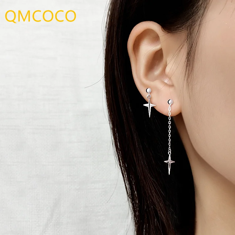 

Лидер продаж, модные серьги-подвески QMCOCO с крестом из серебра 925 пробы, Креативные украшения в стиле панк для женщин, модные роскошные украше...