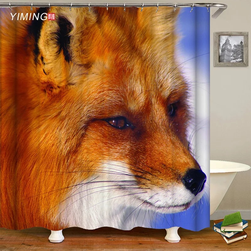 3D wolf shower curtain wild printing bathroom partition screen washable with hook Home | Дом и сад