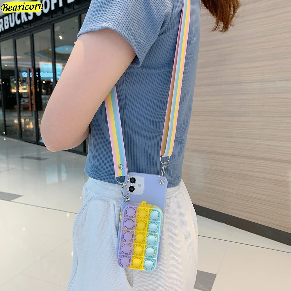 coin purses pop case for xiaomi mi poco x3 gt c3 f1 f2 f3 x2 m2 m3 pro note 10 lite cc9e redmi s2 go 10x bubble wallet bag cover free global shipping