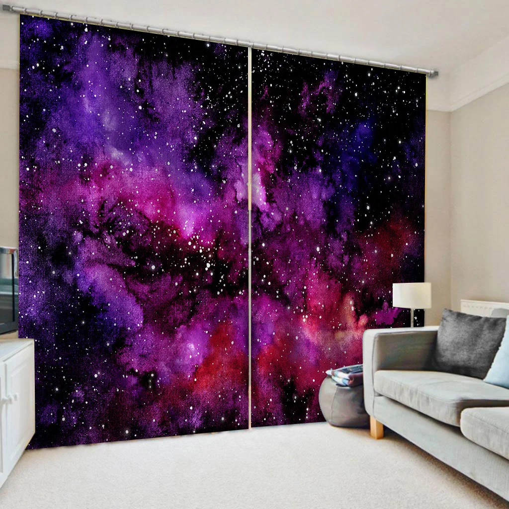 

Custom purple sky stars 3D Window Curtain For Living Room office Bedroom Decoration curtains