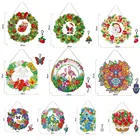 Цветочный венок сделай сам для украшения окон со светодиодами, акриловый венок с бриллиантами для двери, подвесные рождественские подарки