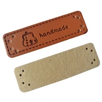 bag logo hand made leather labels for bag brand name tags for home textiles zakka leather garment accessories pu trademark