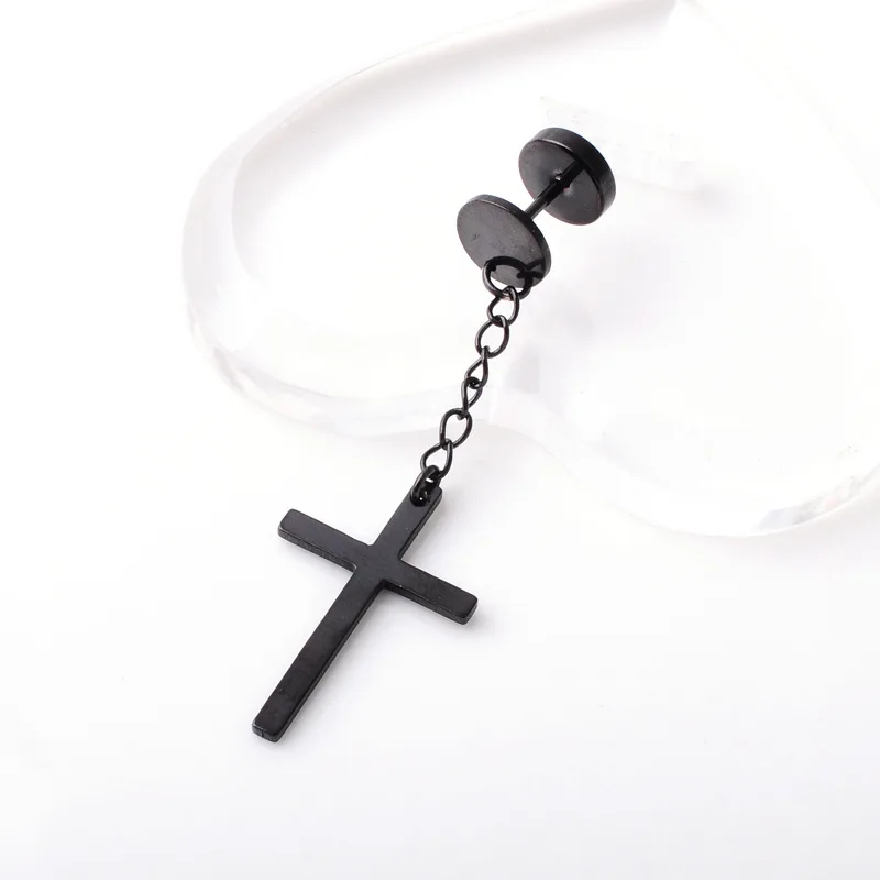 Stainless Steel Cross Stud Earrings Tassel For Women Men Fashion Hip Hop Ear Rings Piercing Jewelry Gifts | Украшения и