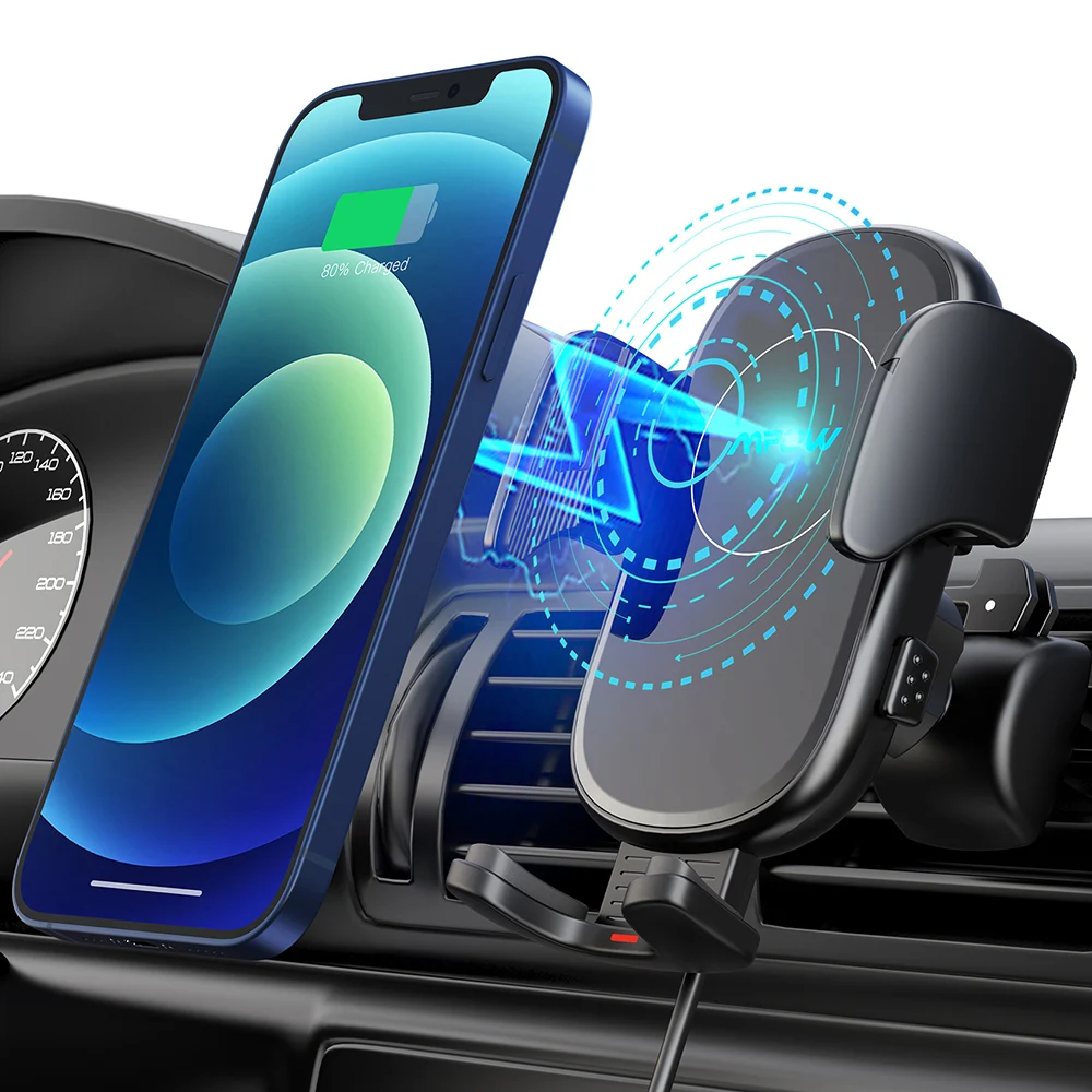 mpow 166ab wireless car charger mount fast charging car mount with power storage air vent car phone holder for iphone huawei free global shipping