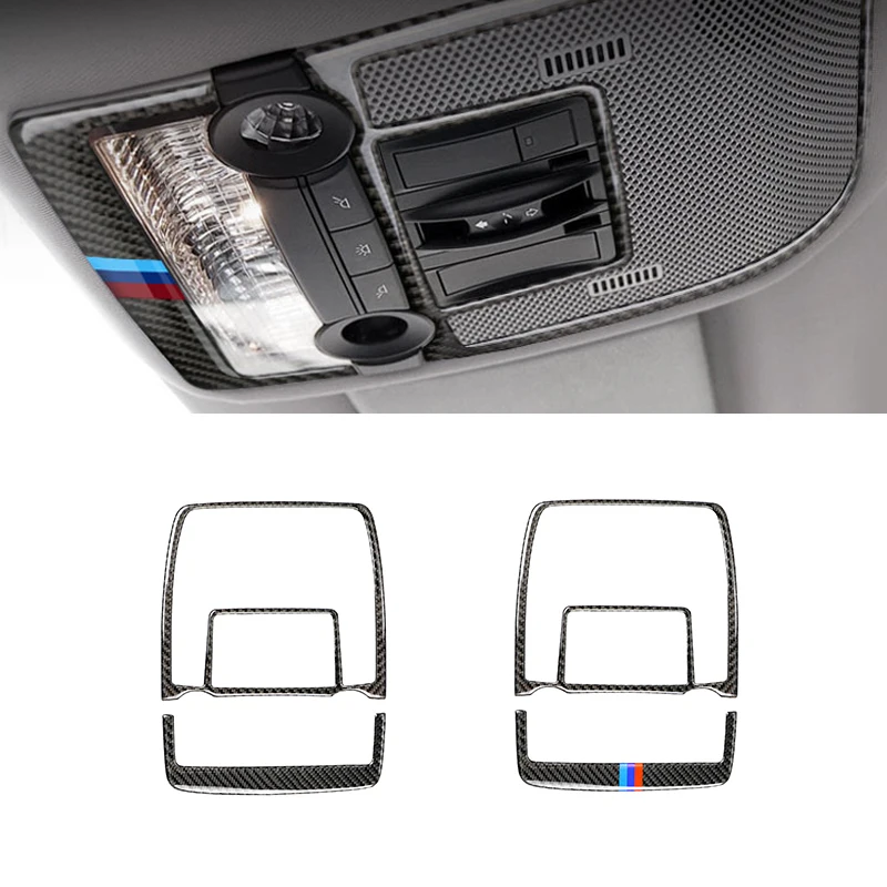 

For BMW X5 X6 E70 E71 2008 2009 2010 2011 2012 2013 2pcs Carbon Fiber Front Reading Light Frame Cover Sticker Trim