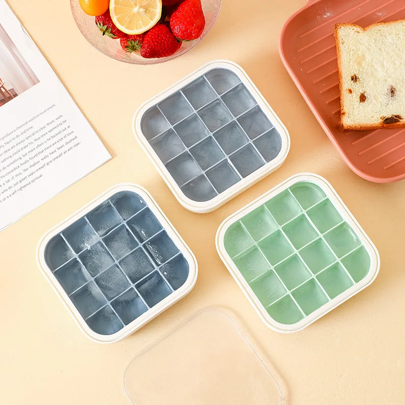 

Household silicone ice cube tray with lid self-made model 16 ice cube ice cream box baby food box ice mold popsicle mold