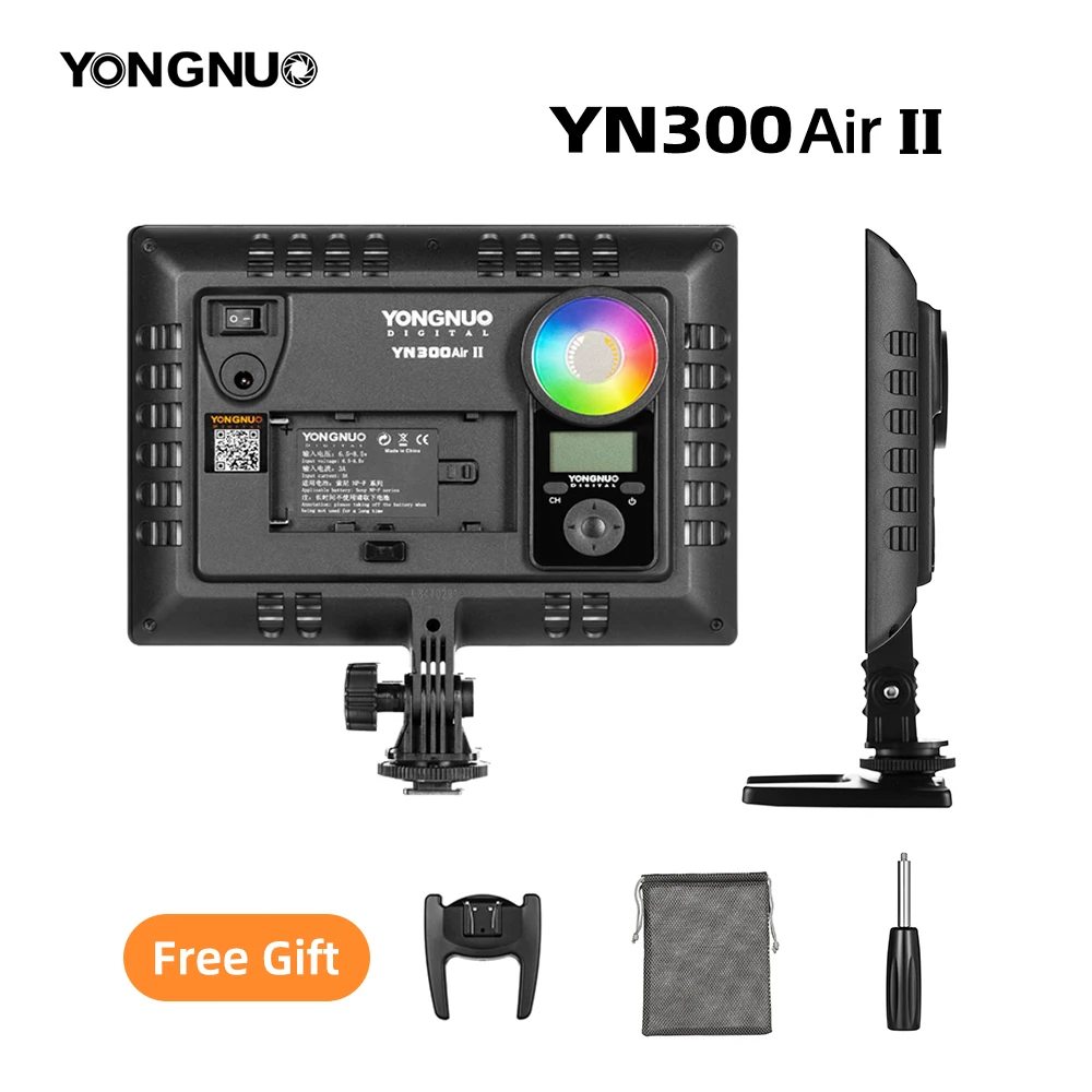 

YONGNUO YN300AIR II RGB LED Camera Video Light,Kit Photography Light + AC adapter+tripod stand for the video Tiktok video