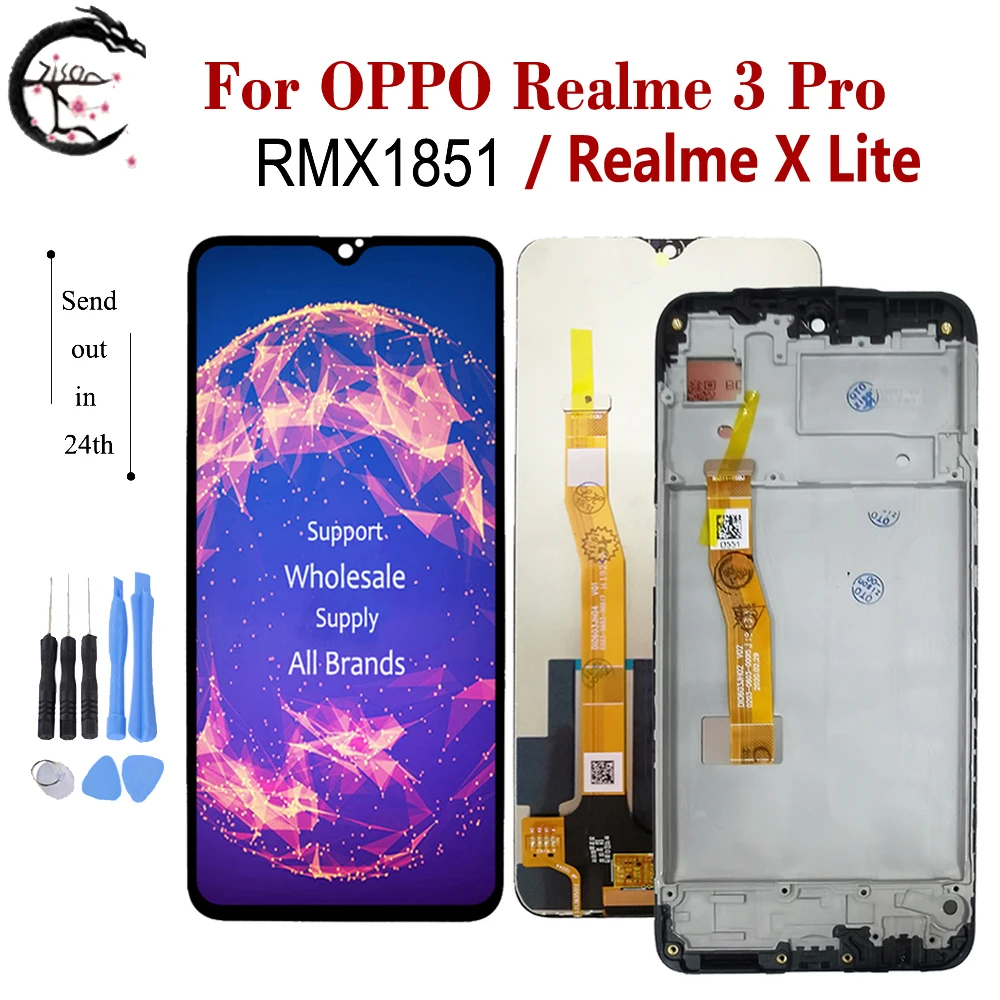ЖК-дисплей 6,3 дюймов Realme 3 Pro с рамкой для OPPO RMX1851, ЖК-дисплей Realme X Lite, экран с сенсорным датчиком, дигитайзер в сборе, замена