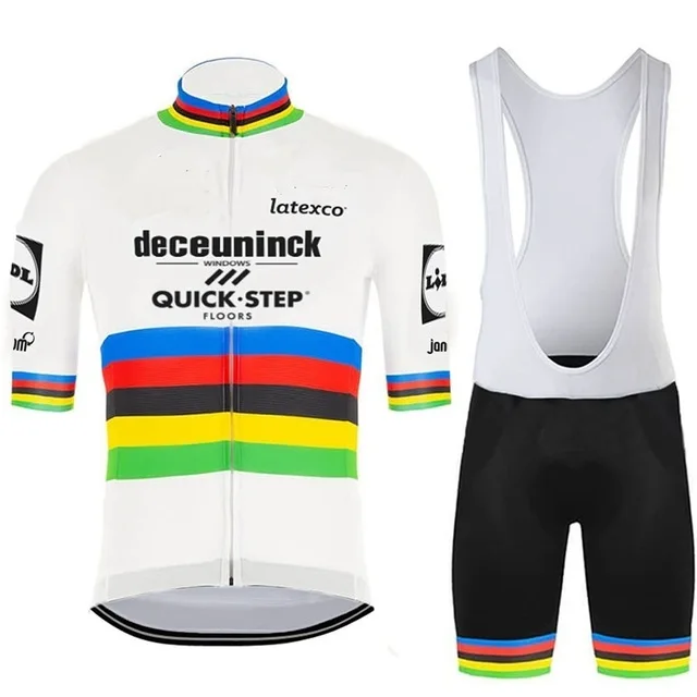 

New World Champion 2020 QUICK STEP Cycling Jersey Set Men Cycling Clothing Road Bike Suit Bicycle Bib Shorts MTB Maillot Culotte