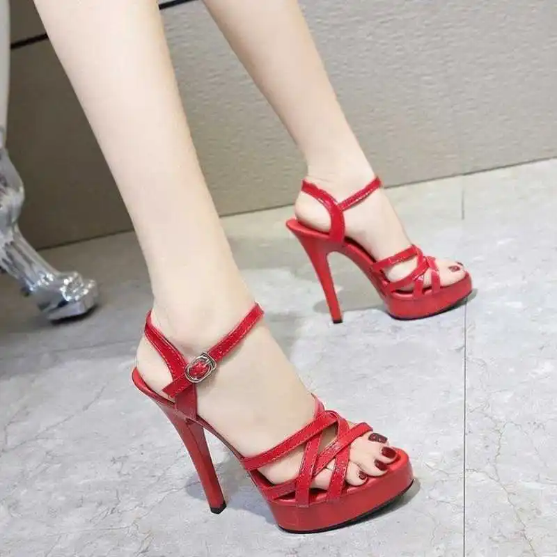 

Summer transparent platform super high heel 13cm thin heel sandals