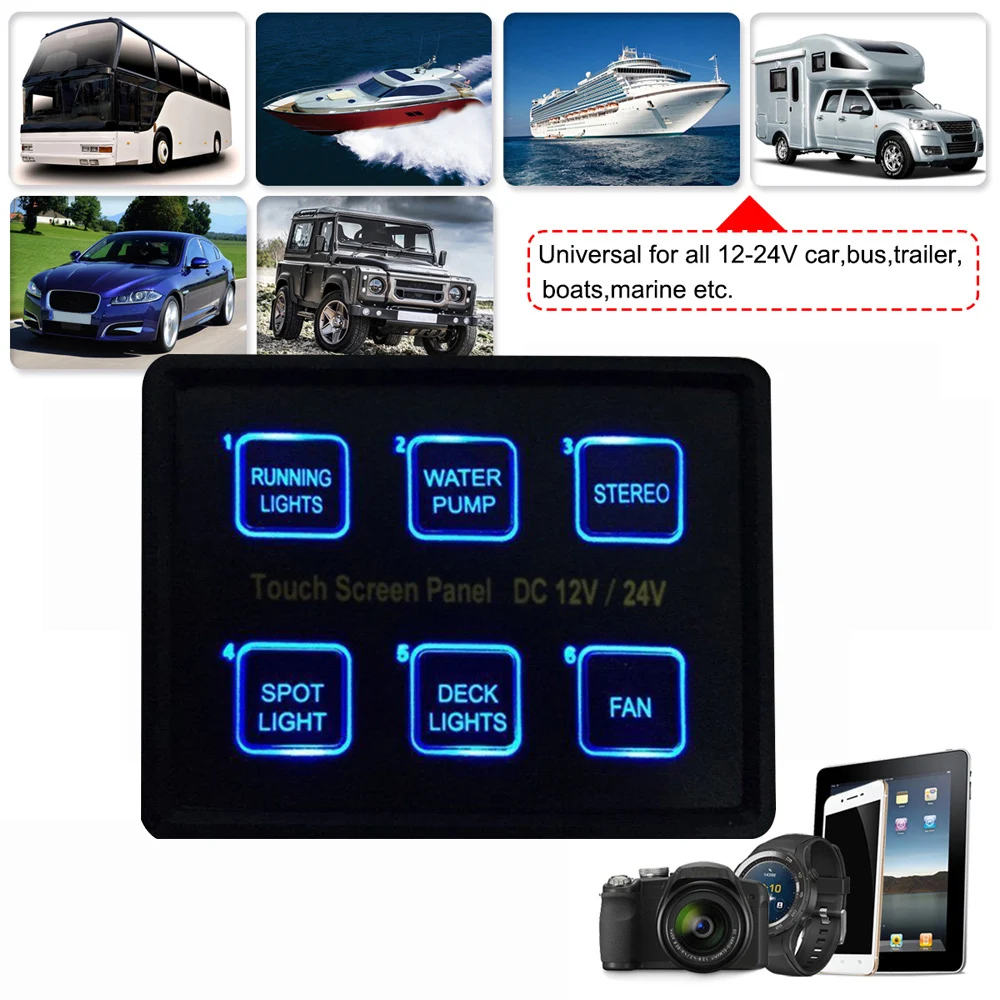 12 В 24 в 6 банды переключатель пленки полный сенсорный экран водонепроницаемый IP66