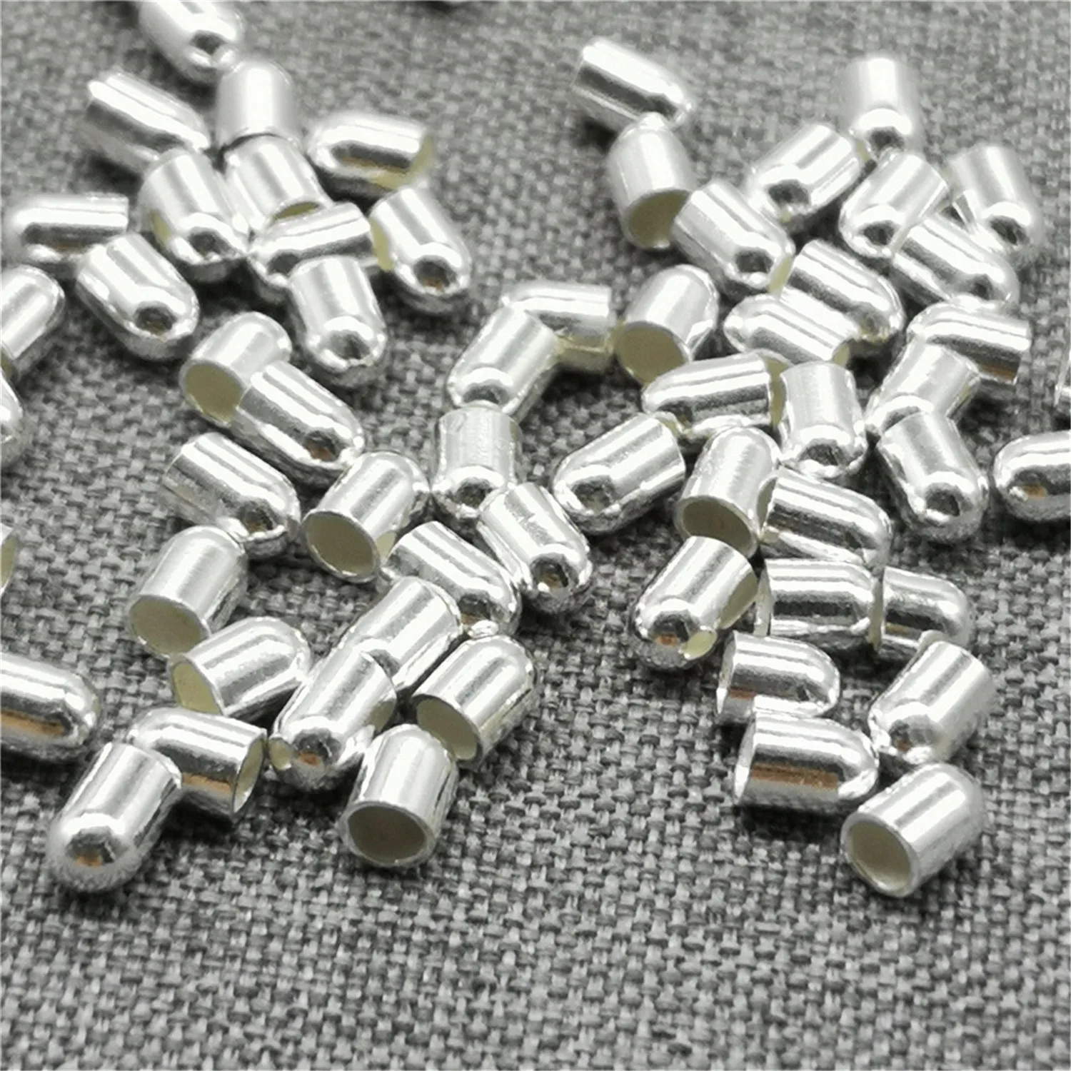 10pcs of 925 Sterling Silver Tiny Cord End Caps w/ 2mm 3mm Hole for Bracelet Necklace