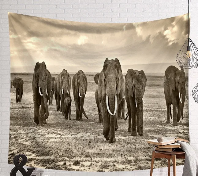 Оригинальный CAMMITEVER африканских животных Жираф слон Кошка Гобелен пустыня