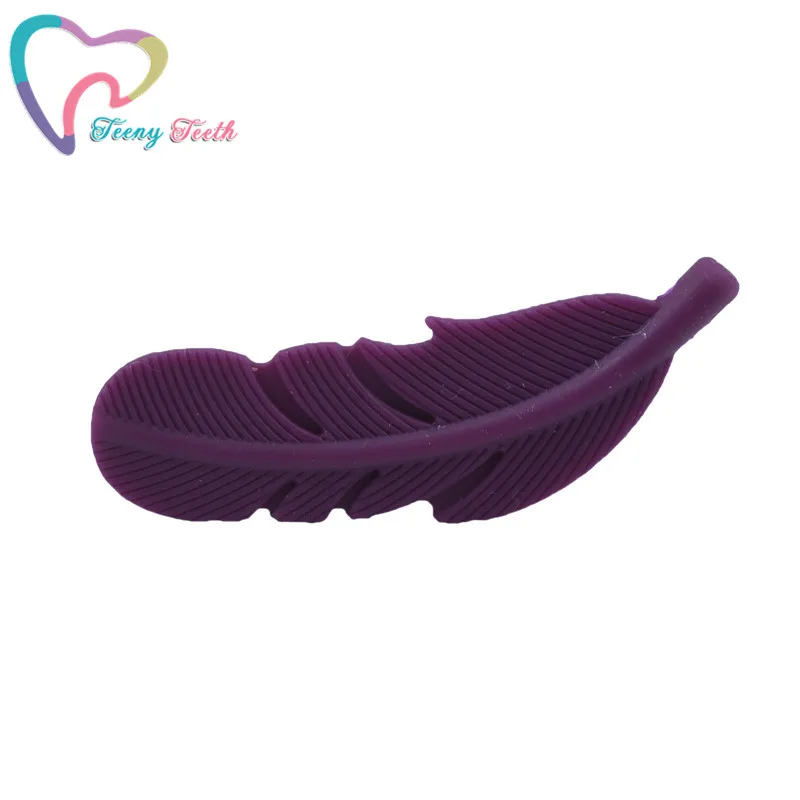 Cuentas de silicona de pluma para mordedores de beb&eacute;, collar masticable sin BPA, colgante de dentici&oacute;n de grado alimenticio, regalos de ducha, 3 uds.-2
