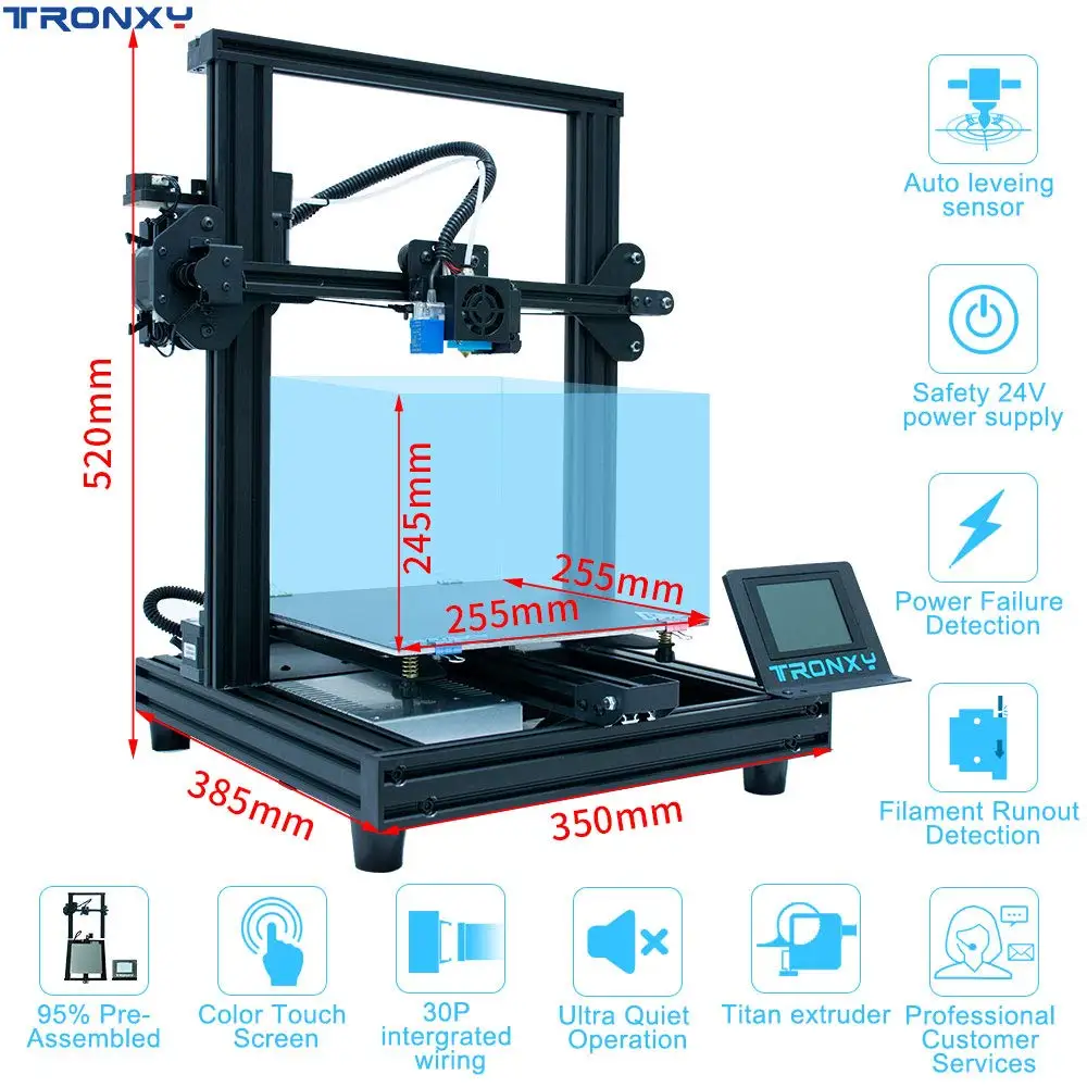 TRONXY 3d принтер XY-2 Pro Ультра Бесшумная материнская плата Titan экструдер XY-3 3d печать impressora 3d с функцией повторной печати