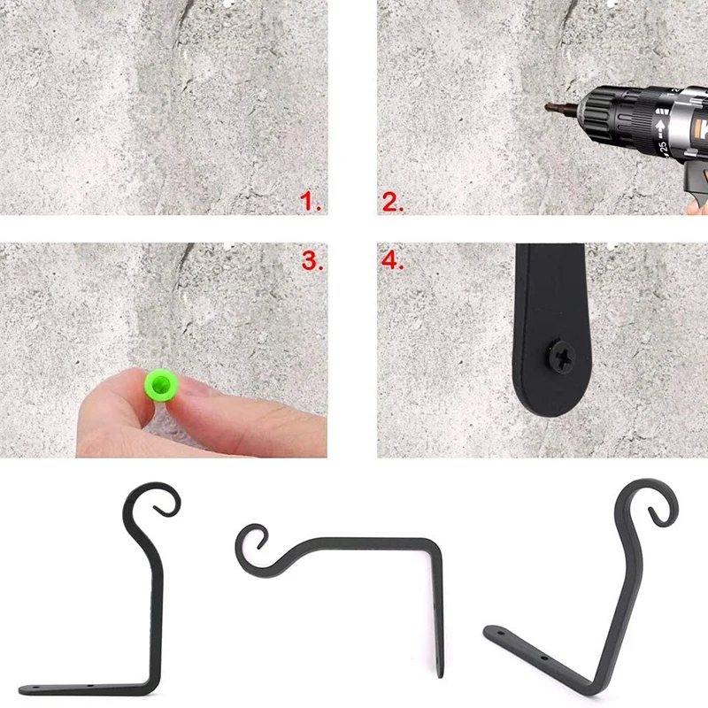 

3PCS Wall Hanging Hooks, Wall Hanging Basket Brackets, Plant Hooks for Hanging Plants, Bird Feeders, Light, Plant Pots