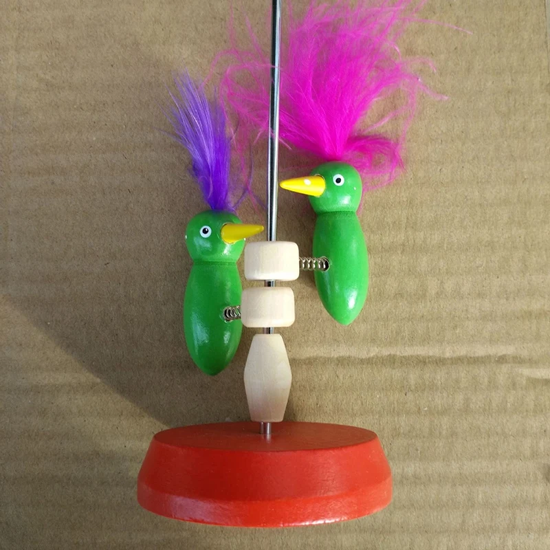 Colored double birds Random Color Wood Kits Woodpecker Educational Toys 4 Kinds Funny Cute High Quality Safety Environmental Protection Gravity Toys - Color: Colored double birds