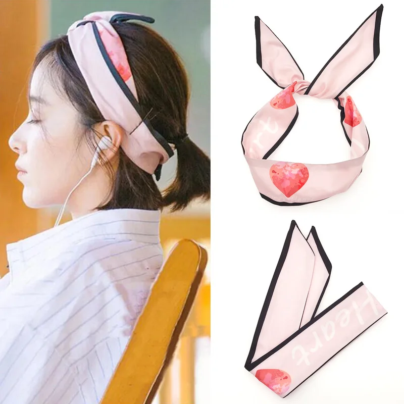 2019 модная розовая лента для волос с сердечками металлический шарф Женская