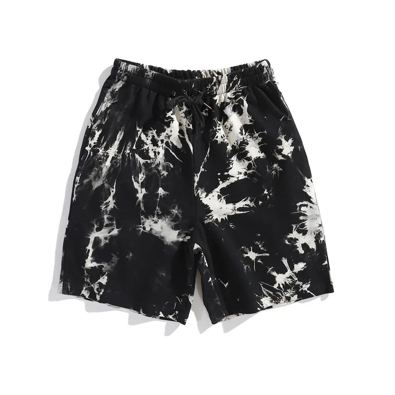 

KIOVNO Men Harakuju Printed Shorts Streetwear Hip Hop Tie Dye Short Pants For Male Elastic Waist