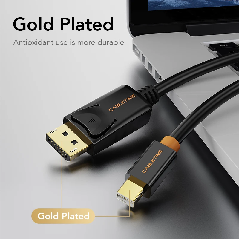 Кабель Cabletime Thunderbolt Mini Display Port для порта дисплея черный 4K 60 Гц DisplayPort Macbook Surface Pro