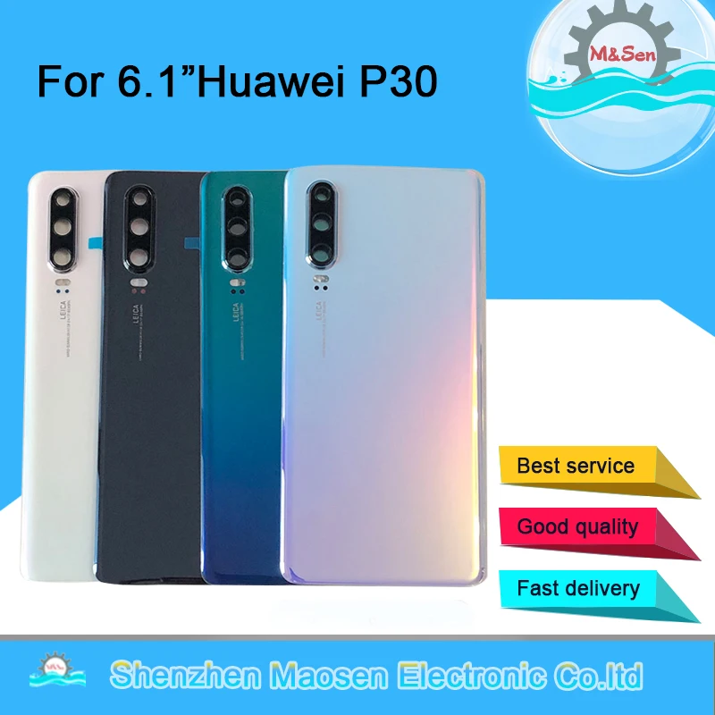 M& Sen для 6," huawei P30, стеклянная задняя крышка для батареи, чехол, корпус+ рамка для камеры со стеклянным объективом+ вспышка+ наклейка