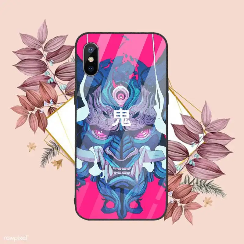 

Japanese samurai oni mask Phone Case Tempered glass For iphone 6 6S 7 8 plus X XS XR 11 12 mini PRO MAX