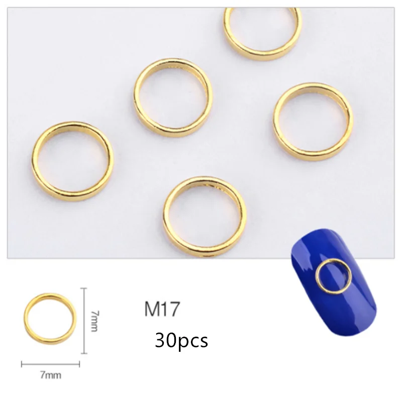 30 шт./упак. Золотой Серебряный ноготь искусство украшения 3D металлические полые