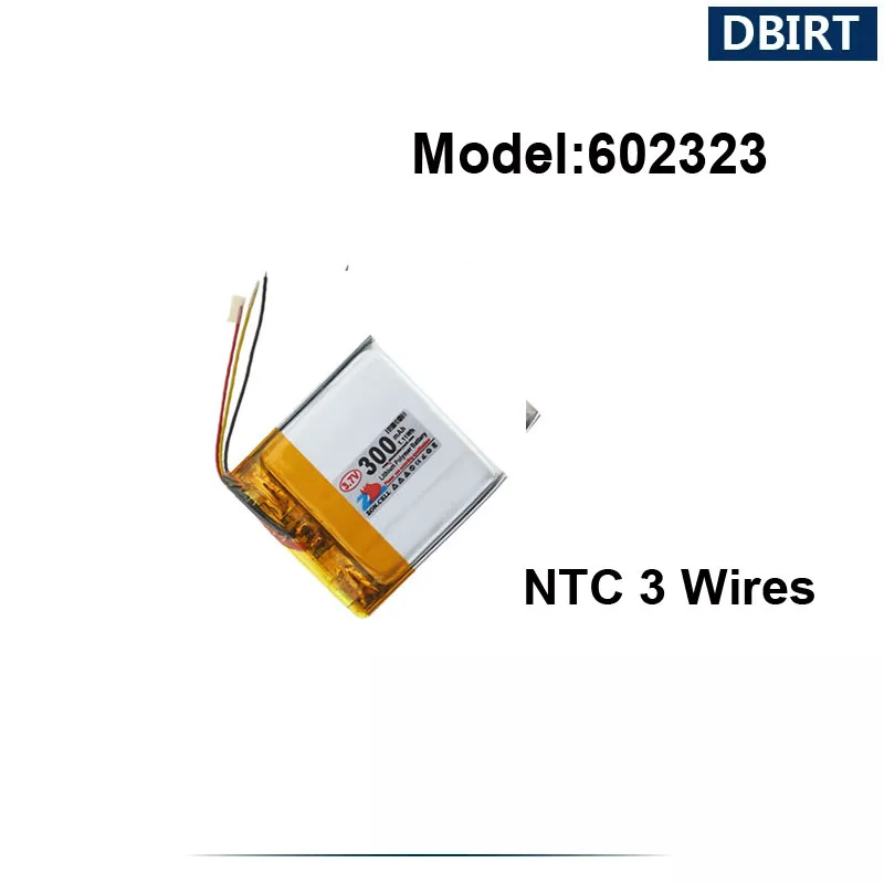 

300mAh LP602323 AHB602323 602323 NTC 3 Wires Battery For Toys Aircraft Model GPS Headset Smart Watch