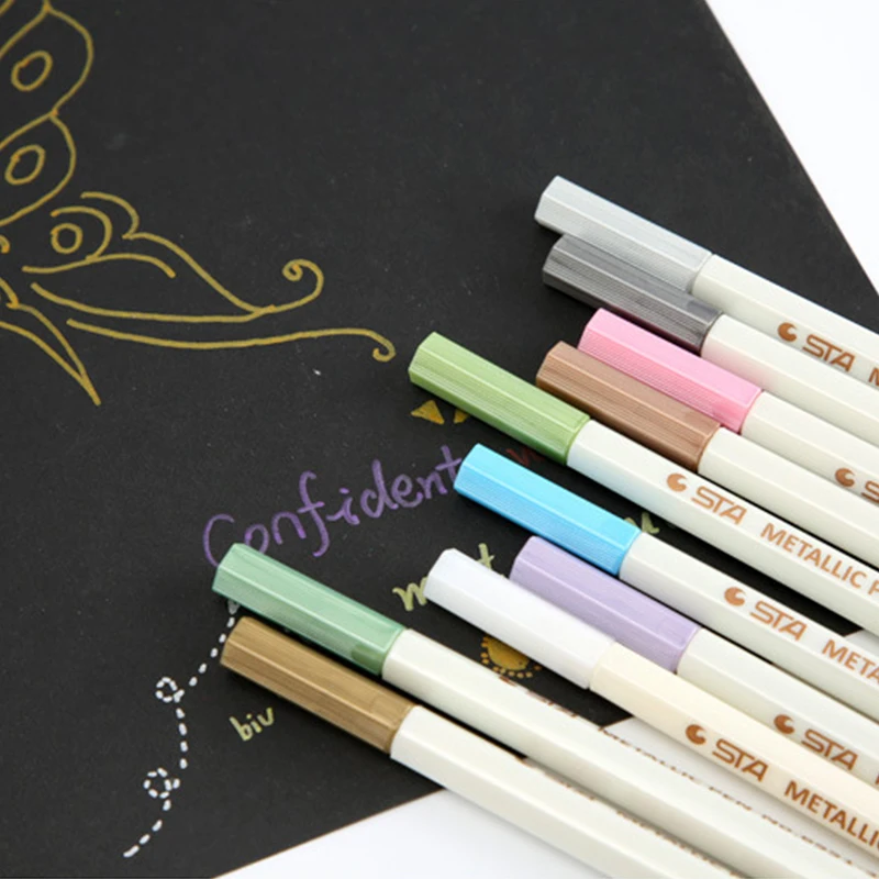 10 шт./упак. STA металлик Цветной на водной основе Мел Ручка для Скрап фото альбом