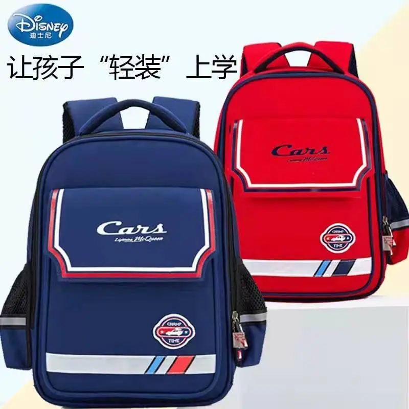 Disney School Bags For Boys Girls Car Lightning Mcqueen Primary Student Shoulder Back Orthopedic Grade 1-6 Kids Gifts Mochilar