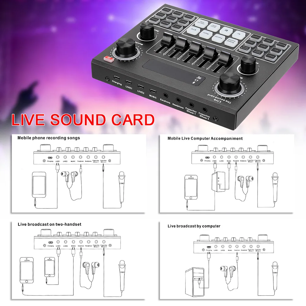 v9 audio sound card set usb external sound adapter headset microphone streamer live broadcast accessories for pc phone computer free global shipping