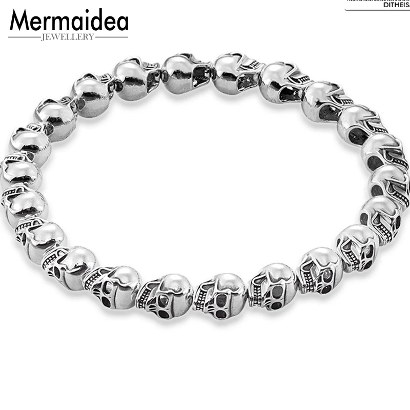 Браслеты из нитей с посеребренными бусинами в виде черепа новинка 2020 черное