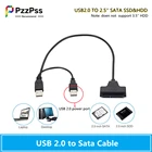 USB-кабель PzzPss для жесткого диска, 2,0-2,5 дюймов, 7 + 15 контактов