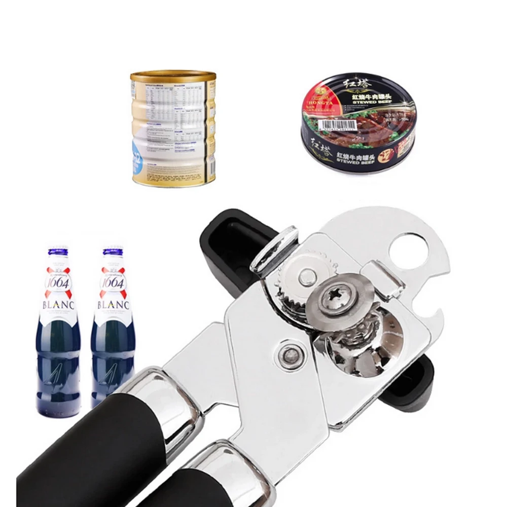 

3 In 1Stainless Steel Professional Tin Opener Can Opener Side Cut High Quality Home Bottle Opener Labor Saving Anti-skid Opener