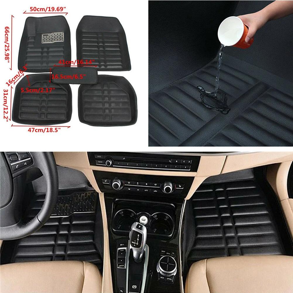 Кожаные напольные коврики 5 шт./компл. передние и задние водонепроницаемые для