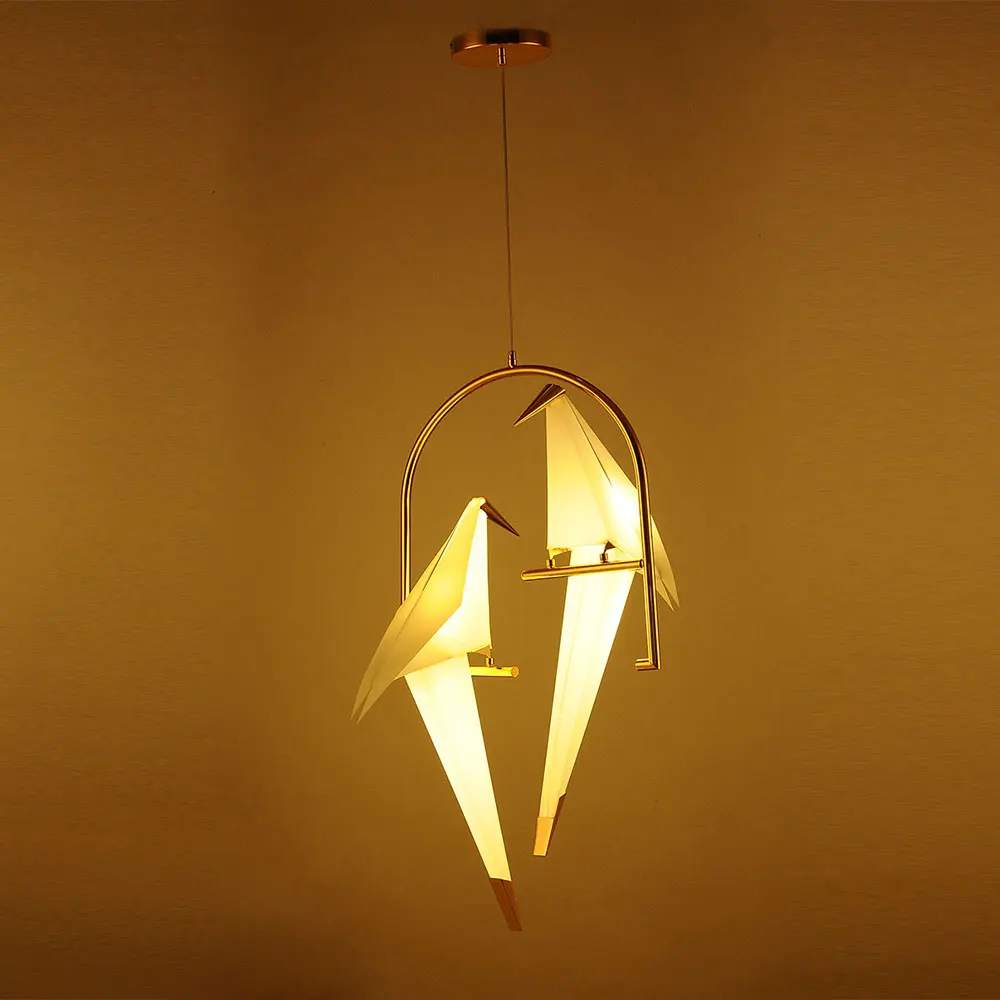 

Modern Paper Crane Metal Vintage Chandelier Hanging Light Restaurant Living Dining Children's Room LED Bird Design Pendant Lamp