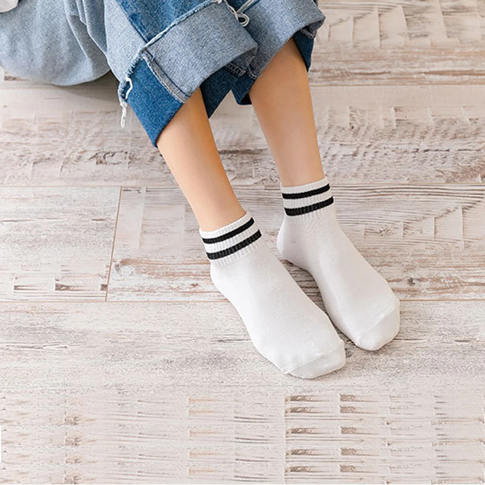 

6 Pairs Spring Summer White Cotton Ankle Socks Women Sox Calcetines Mujer Medias Casual Sokken Woman Chaussette Femme