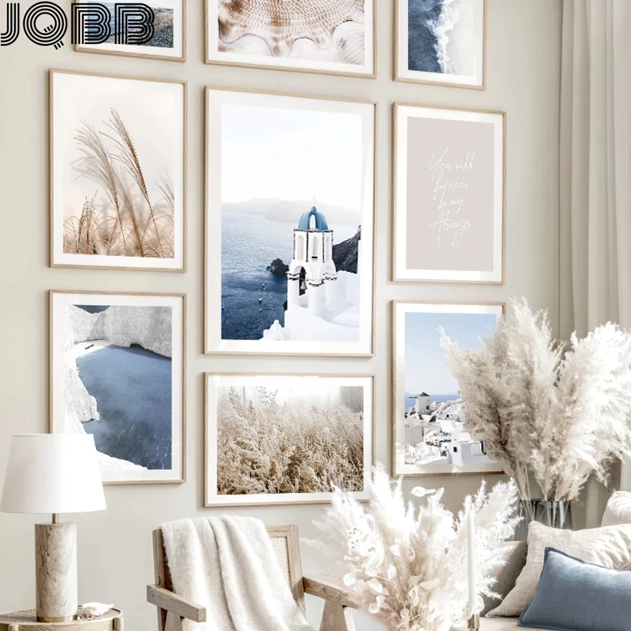 

Beach Bell Tower Windmill Cliff Wave Reed Wall Art Canvas Painting Nordic Posters And Prints Wall Pictures For Living Room Decor