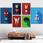 Постер с супергероями Марвел, комиксы Мстителей, Железный человек, акварельная картина на холсте, настенное художественное украшение, картины для гостиной, домашний декор