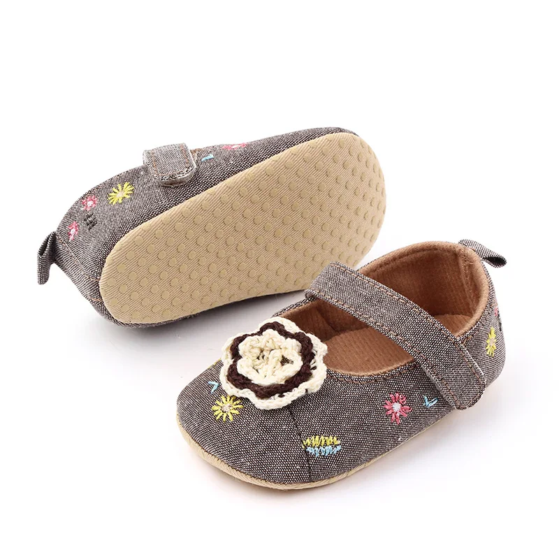 

Baby Girl Princess PU Leather Shoes With Flowers Infant Soft Sole First Walkers Spring Crib Shoes Patent Leather New Style