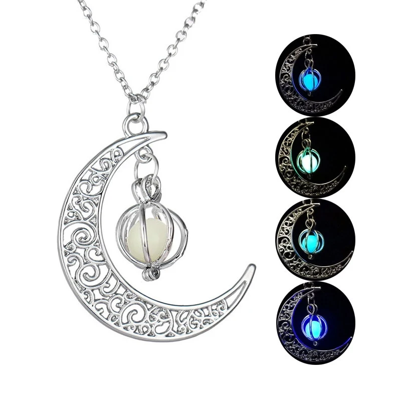 Винтажные свечение в темные украшения с серебряным покрытием форме полумесяца