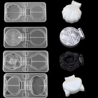 1 set clear folding cosmetic mirror silicone molds shell rose cat makeup mirrors resin epoxy mold for diy crafts jewelry making