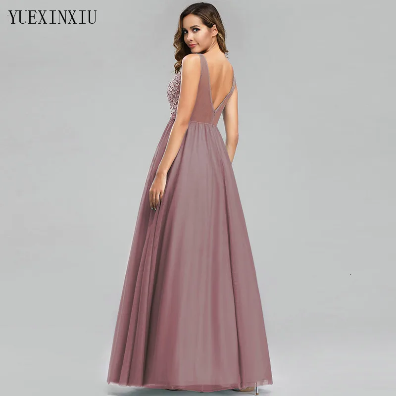 Красивые женские элегантные длинные платья с V образным вырезом и аппликацией