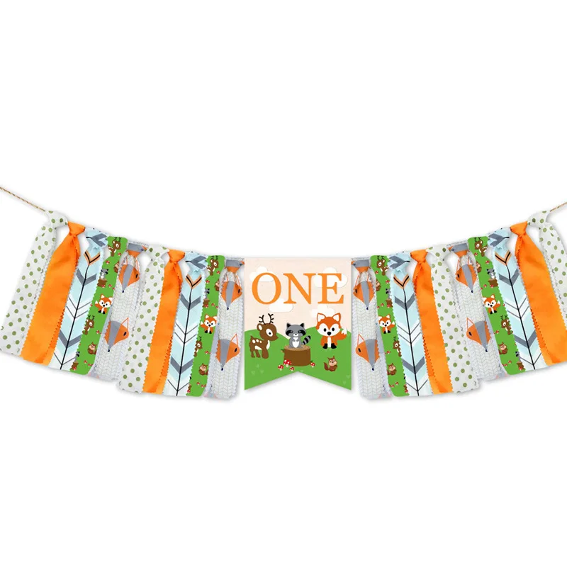 

Animal Series Birthday Flag Set DIY Customized Children's Birthday Crown Headband Hair Accessories Cake Card Props