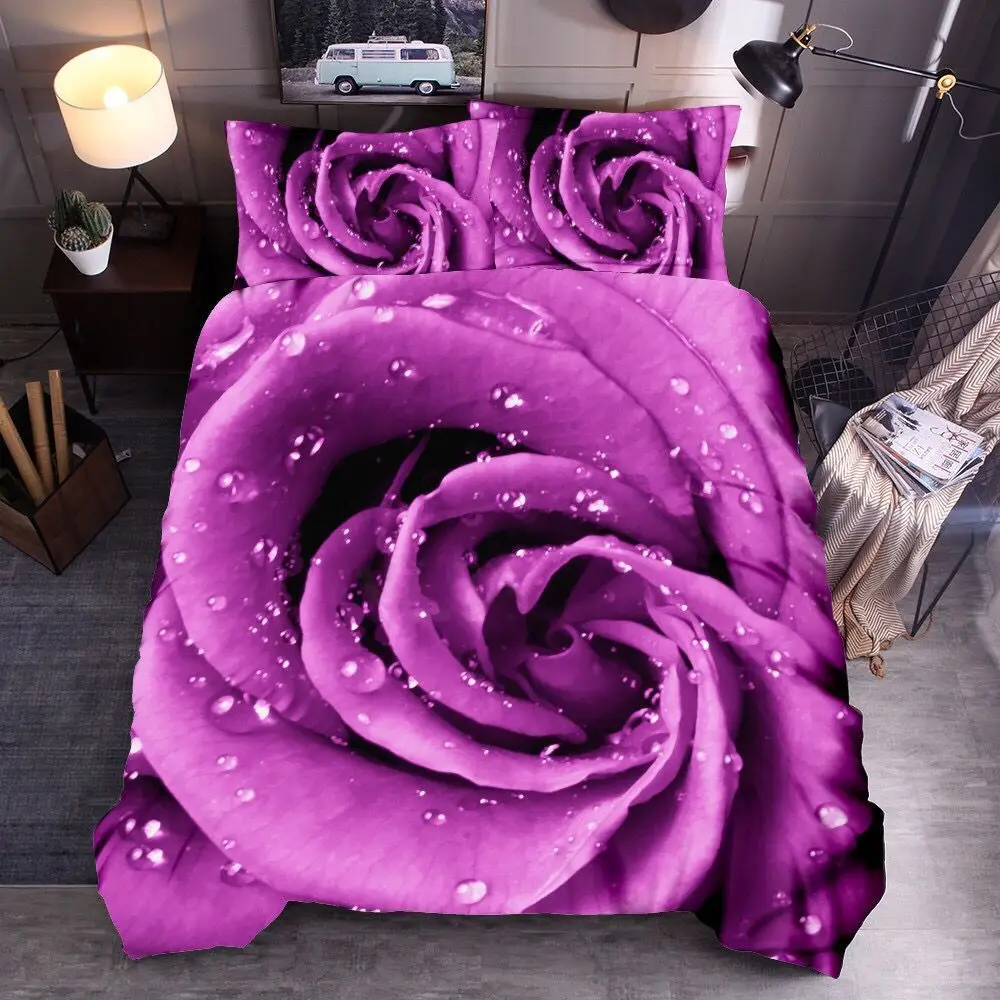SOFTBATFY Flower Rose Bedding Set 3D Polyester Duvet Cover Single Double Twin Queen King Size Dropshipping | Дом и сад