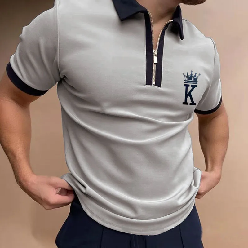 Мужская летняя рубашка-поло с коротким рукавом на молнии | одежда