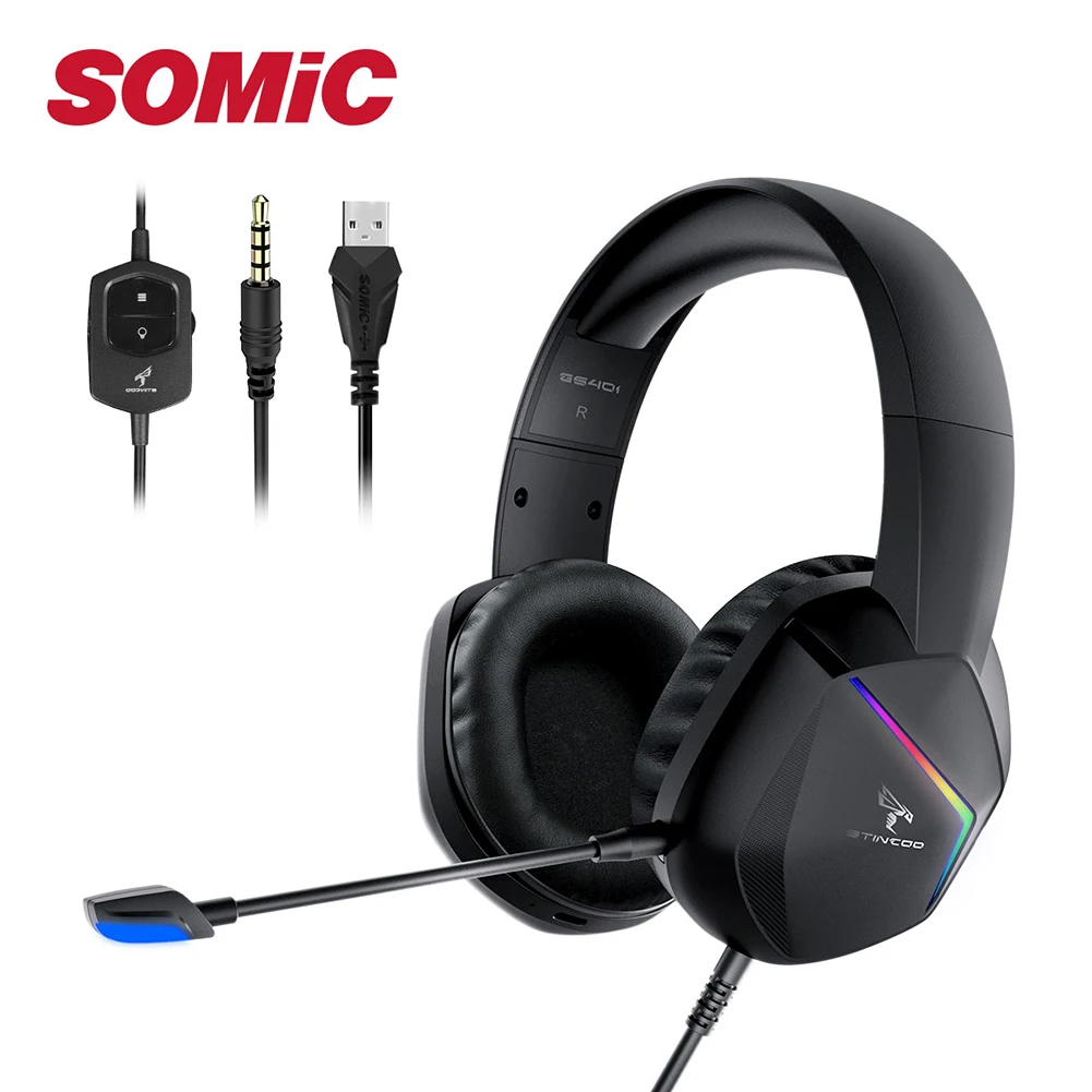 Проводные Беспроводные наушники SOMIC GS401 3 5 мм USB 7 1 2 4G игровая видеогарнитура с