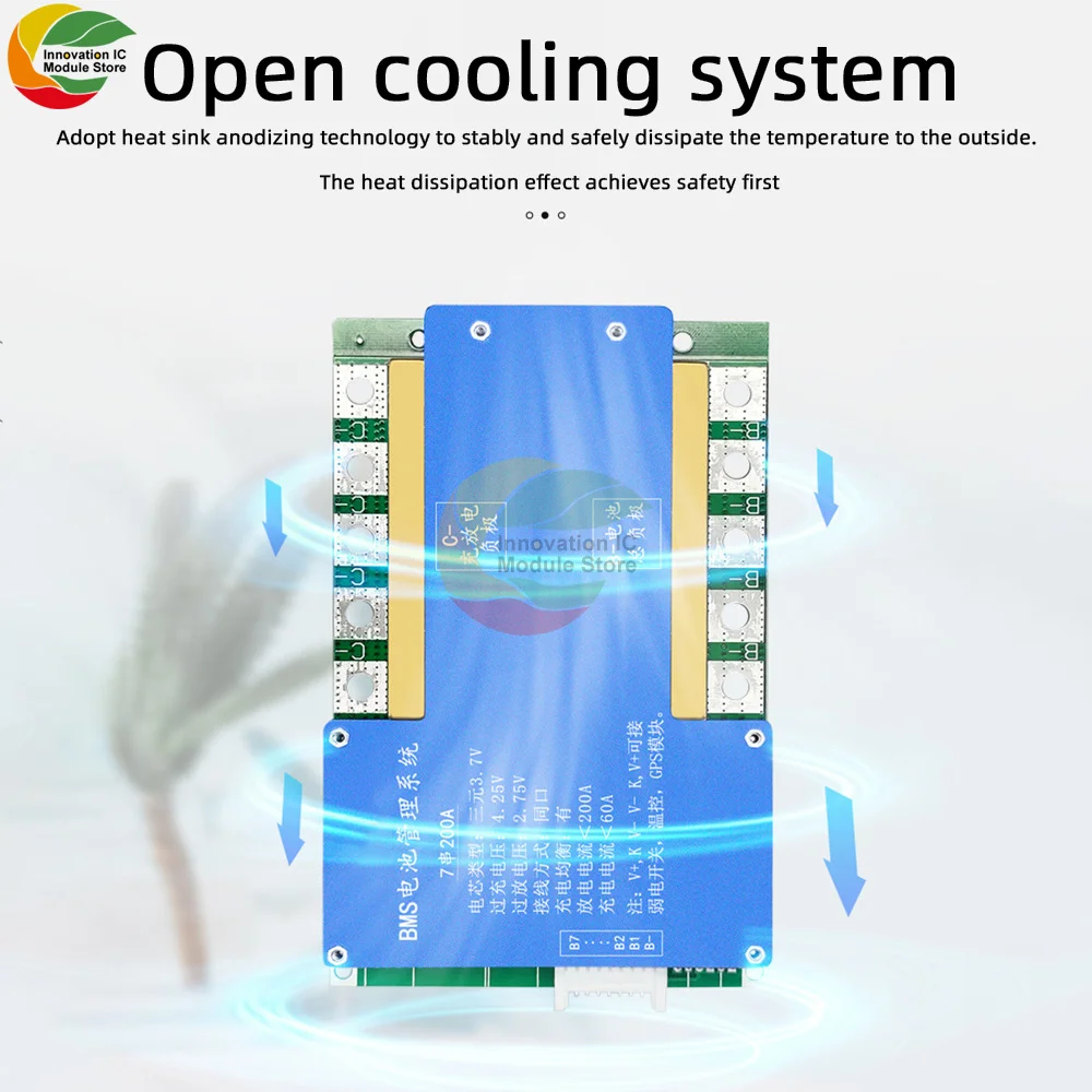 

Three yuan 7 series 24V lithium battery protection board continuous 100A/150A/200A same port balance with temperature control