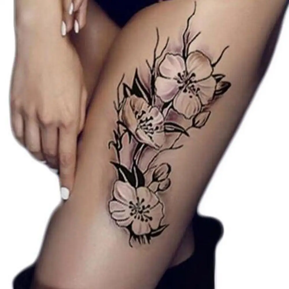 

Peony Rose Plum Tattoos Temporary Tattoo Schwarz Wasserfest Body Sticker Sticker Black Roses Design Full Flower Arm Body Art